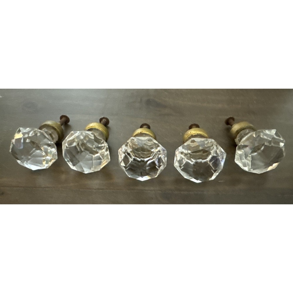 Glass Drawer Pull Door Knob Dresser 1.5" dia Cabinet Hardware Cabinet Lot Of 5